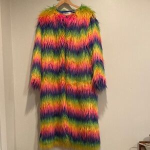 Vibrant Multicolor Faux Fur Teddy Jacket